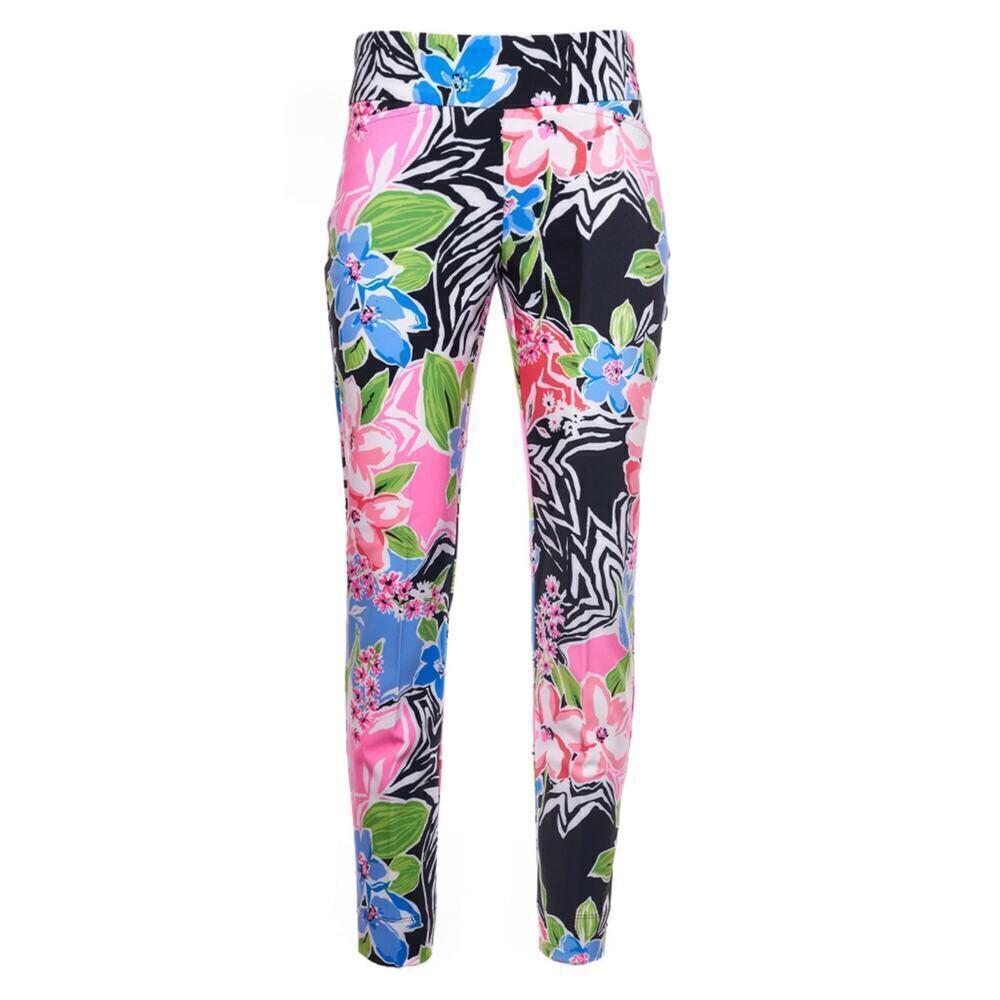 NWT IBKUL Amelia Floral Print High Rise Tummy-control UPF 50+ Ankle Pants - Picture 3 of 8